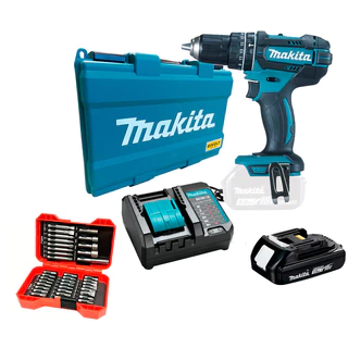 Parafusadeira Furadeira Impacto Makita 18v, C/ Bateria, Carregador, Maleta, Kit Bits 37pcs | Dhp482z em Oferta na Shopee