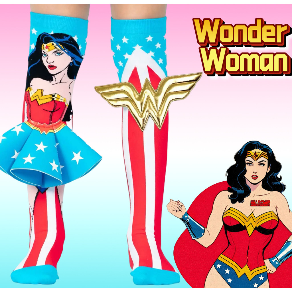 Meias Infantil Mulher Maravilha 3 a 99 Anos Meias Cano Alto Infantil Maluca Divertida Personagens Wonder Woman