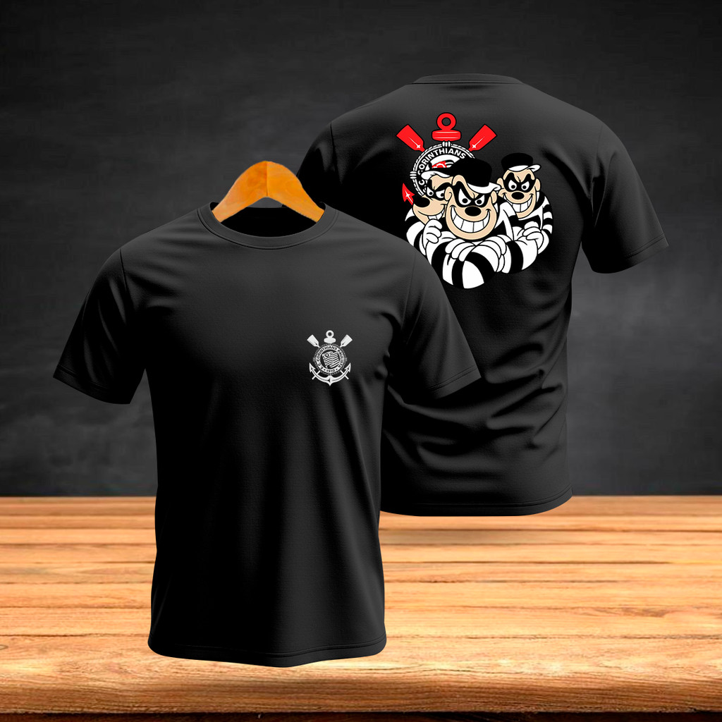 Camiseta Timão Futebol Gola Redonda 100% Algodão Camisa Irmãos Metralha Time Gol corinthias