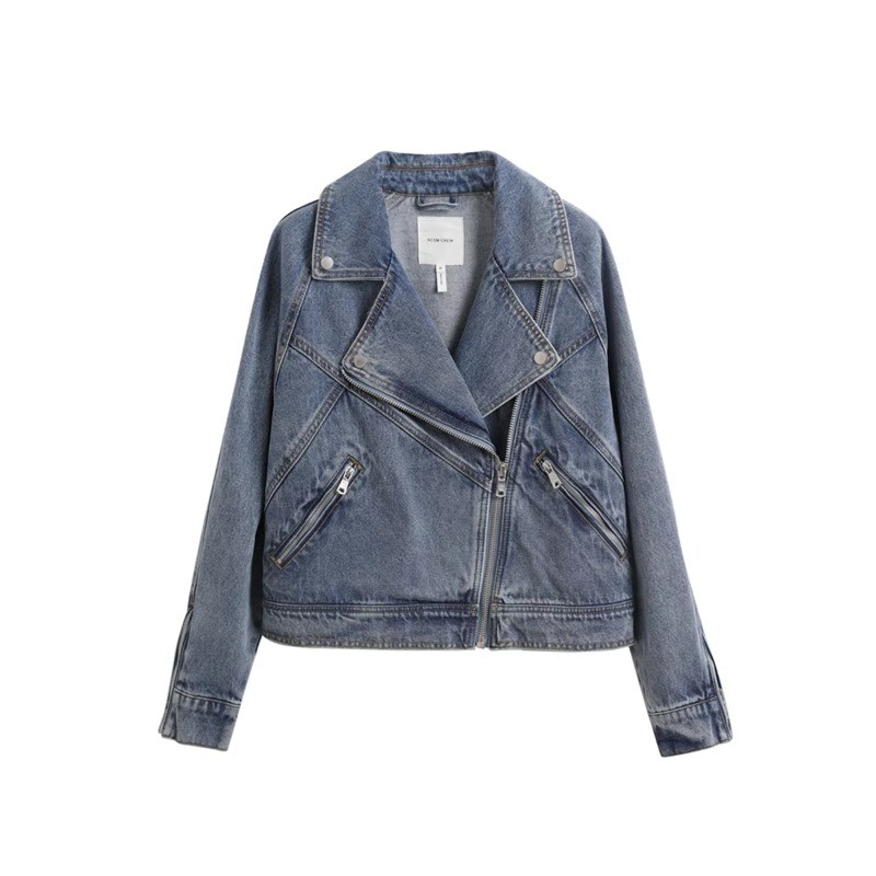 Jaqueta Jeans Francesa Estilo Vintage Com Ombros Soltos 202606A