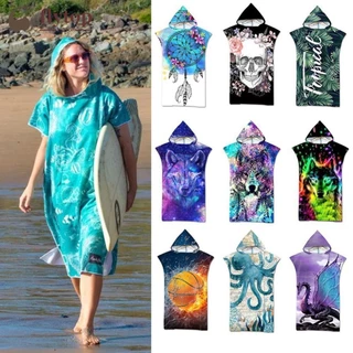 FLYTOP Impresso Com Capuz Toalha De Praia Para Adultos Criança Secagem Rápida Piscina Poncho Banho Manto Roupão B4M3