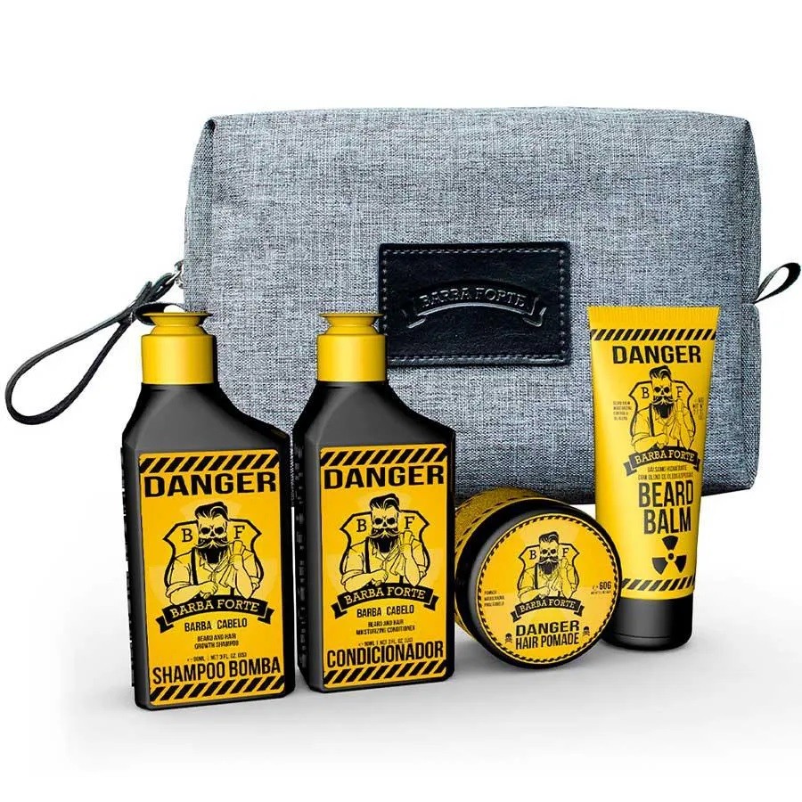 Kit Viagem Danger Barba Forte (4 Produtos + Nécessaire)