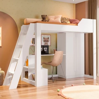 Cama Alta Office Infantil e Juvenil com Escrivaninha e Roupeiro Vivace em Oferta na Shopee