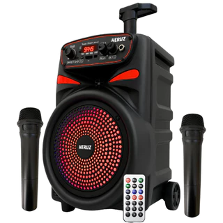 Caixa de Som 2 Mic Sem Fio Karaoke Residencial Grande Potencia 2000 Pmpo