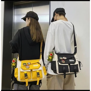 Bolsa Transversal de Lona de Grande Capacidade Unissex Estilo Escolar para Estudantes e Bolsa Mensageiro Masculina