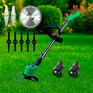 Roçadeira Aparador Cortador De Grama Elétrico Bivolt 110v/220v 2 Baterias 48V Recarregável Kit Completo PRONTA ENTREGA