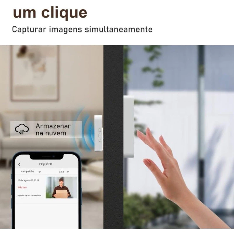 Campainha Com Câmera Vídeo Porteiro Sem Fio Wi-Fi HD Inteligente Smart Home Vê Pelo Celular Recarregável — foto 4 de 5
