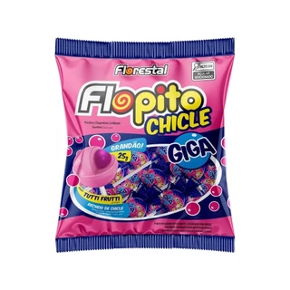 Pirulito Florestal Flopito Giga Chicle Tutti Frutti 600g em Oferta na Shopee