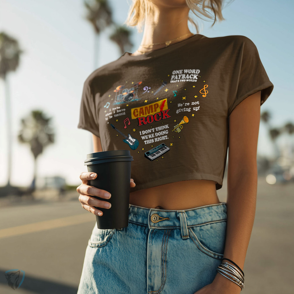 Camiseta Cropped Feminina | Estampa Camp Rock Frases e Música