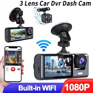 Câmera Dashcam Wi-Fi 3 Lentes HD 1080P 24h Monitor De Estacionamento DVR De Vídeo Wifi em Oferta na Shopee
