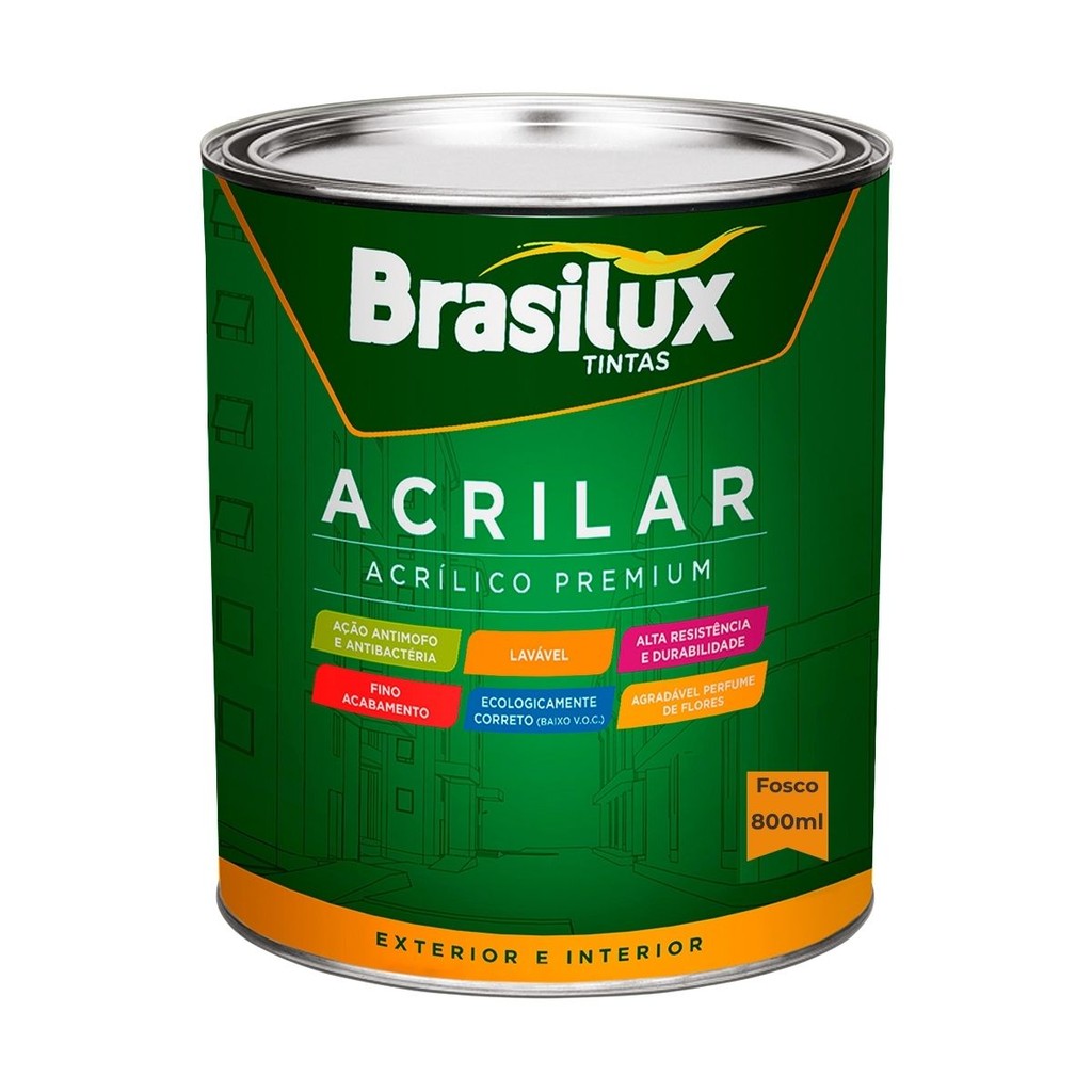 Tinta Antimofo Lavável Fosca Acrilar Brasilux 800ml