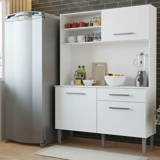 Armário de Cozinha Compacta 120cm Branco Life Madesa em Oferta na Shopee