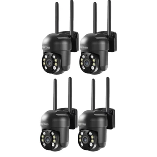Kit 4 Câmera de Segurança Wi-fi HD Preto Infravermelho IP66 - com App YOOSEE