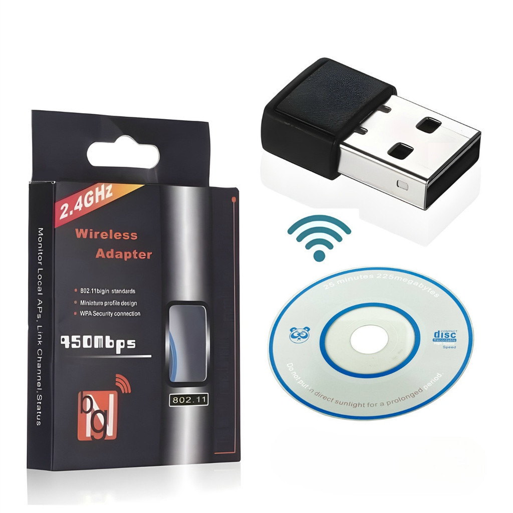Adaptador WiFi USB 2.4GHz 950Mbps Mini Dongle Antena PC Notebook