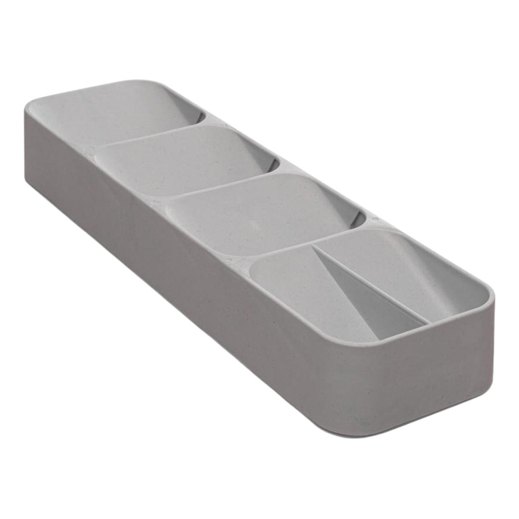 Organizador De Gaveta P/ Talheres Bambu E Pp Cinza - Lyor Cinza