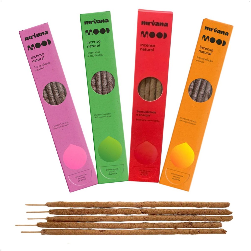 Kit 4 Cxs Incenso Natural Nirvana Mood - 0% Carvão | Shopee Brasil