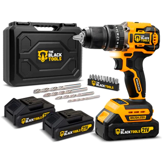 Parafusadeira Furadeira Brushless Bivolt Com 2 Baterias 21v The Black Tools