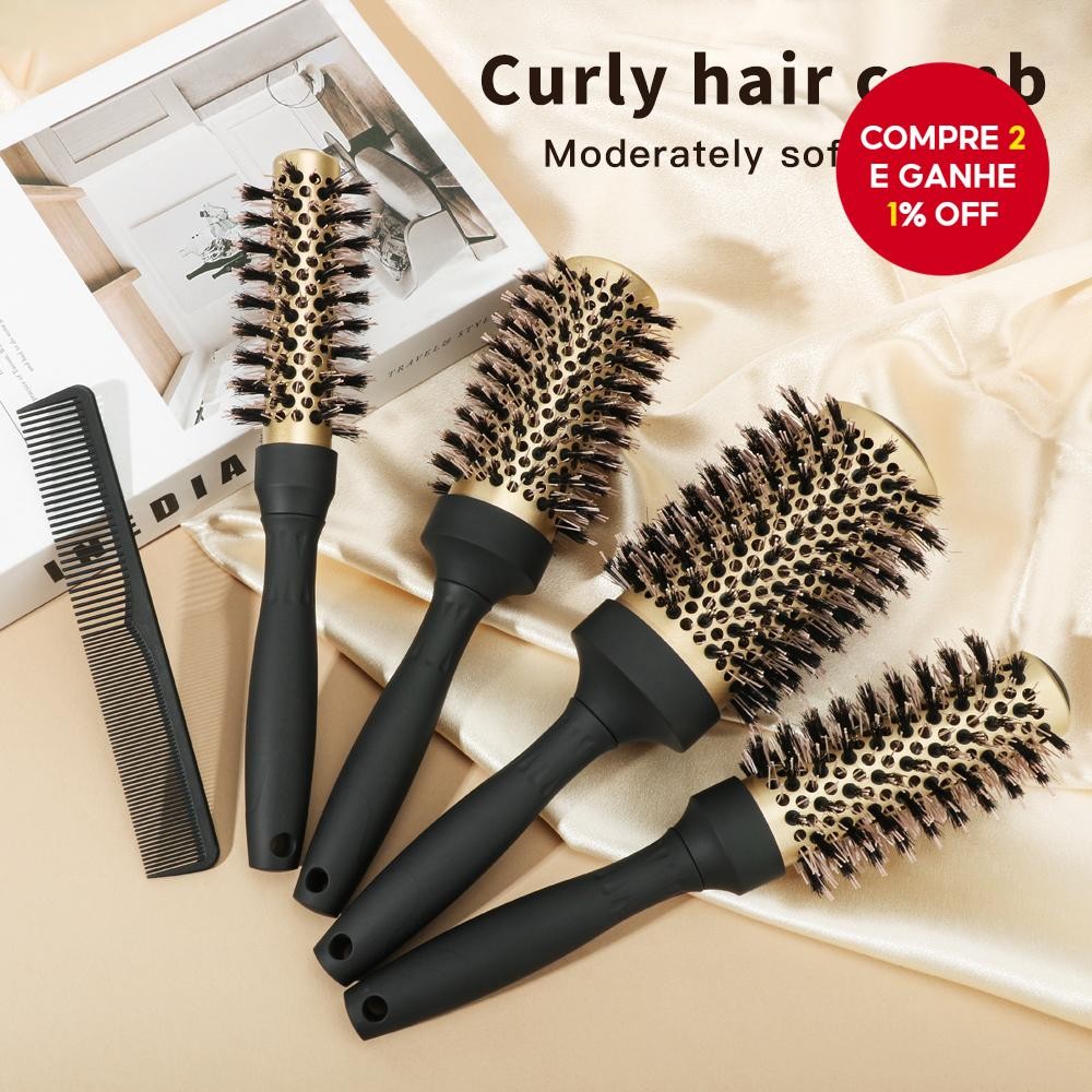 Escova de Cabelo Redonda de Cerâmica Térmica Iônica Profissional para ...