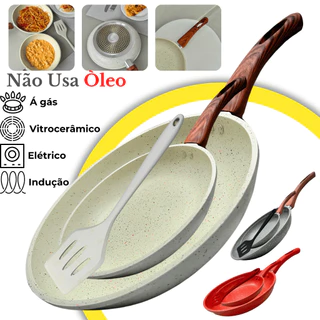 Kit 2 Frigideiras Ceramica Antiaderente Fogão Indução Cooktop Gás Elétrico Premium Profissional