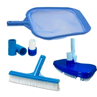 Kit Limpeza Para Piscina Aspirador Escova Reta e Peneira