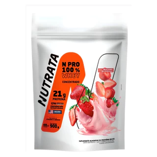 Whey Protein 100% Npro Refil 900g Sabor Morango Nutrata