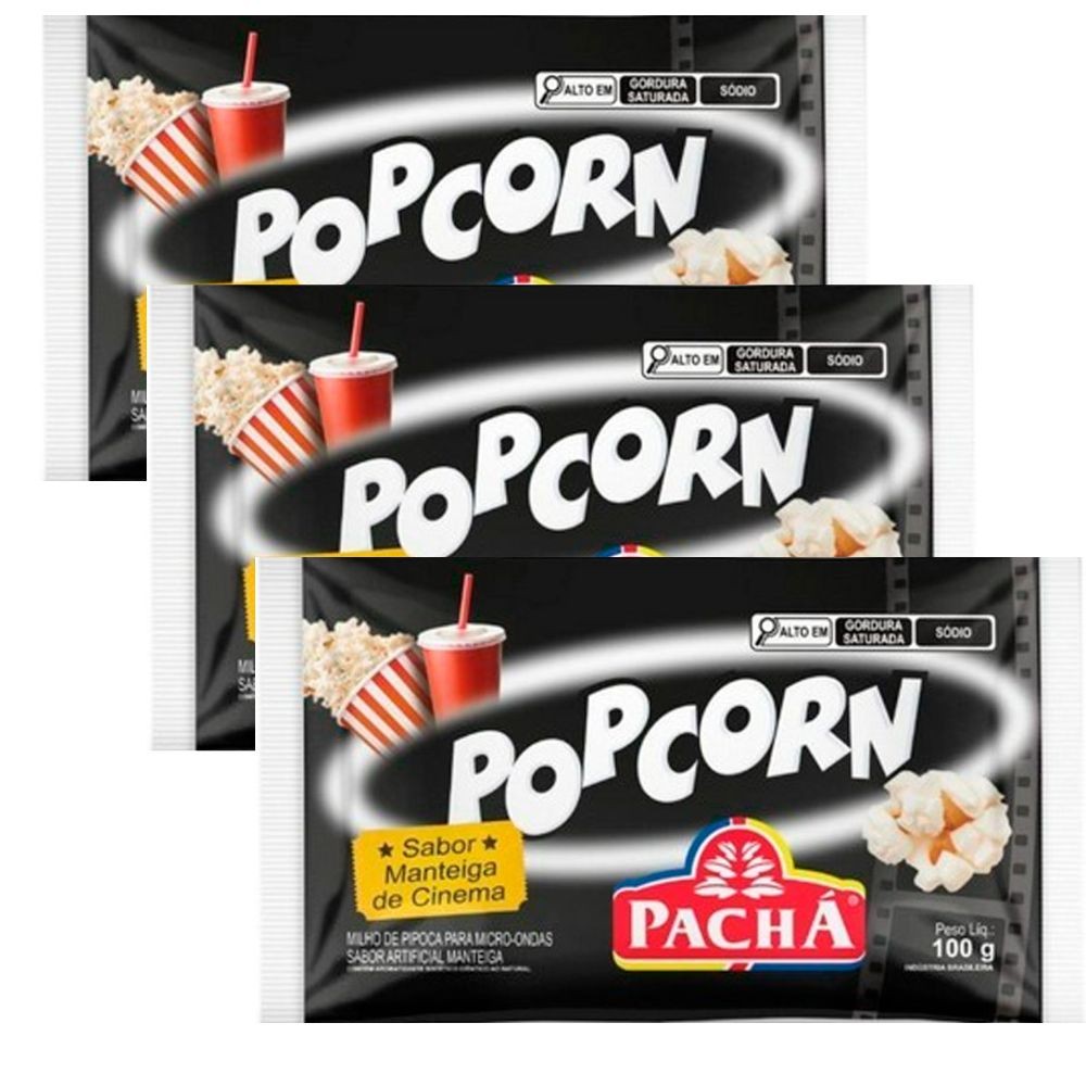 Kit 3 Pipoca para Microondas Pop Corn Pachá Sabor Manteiga de Cinema ...
