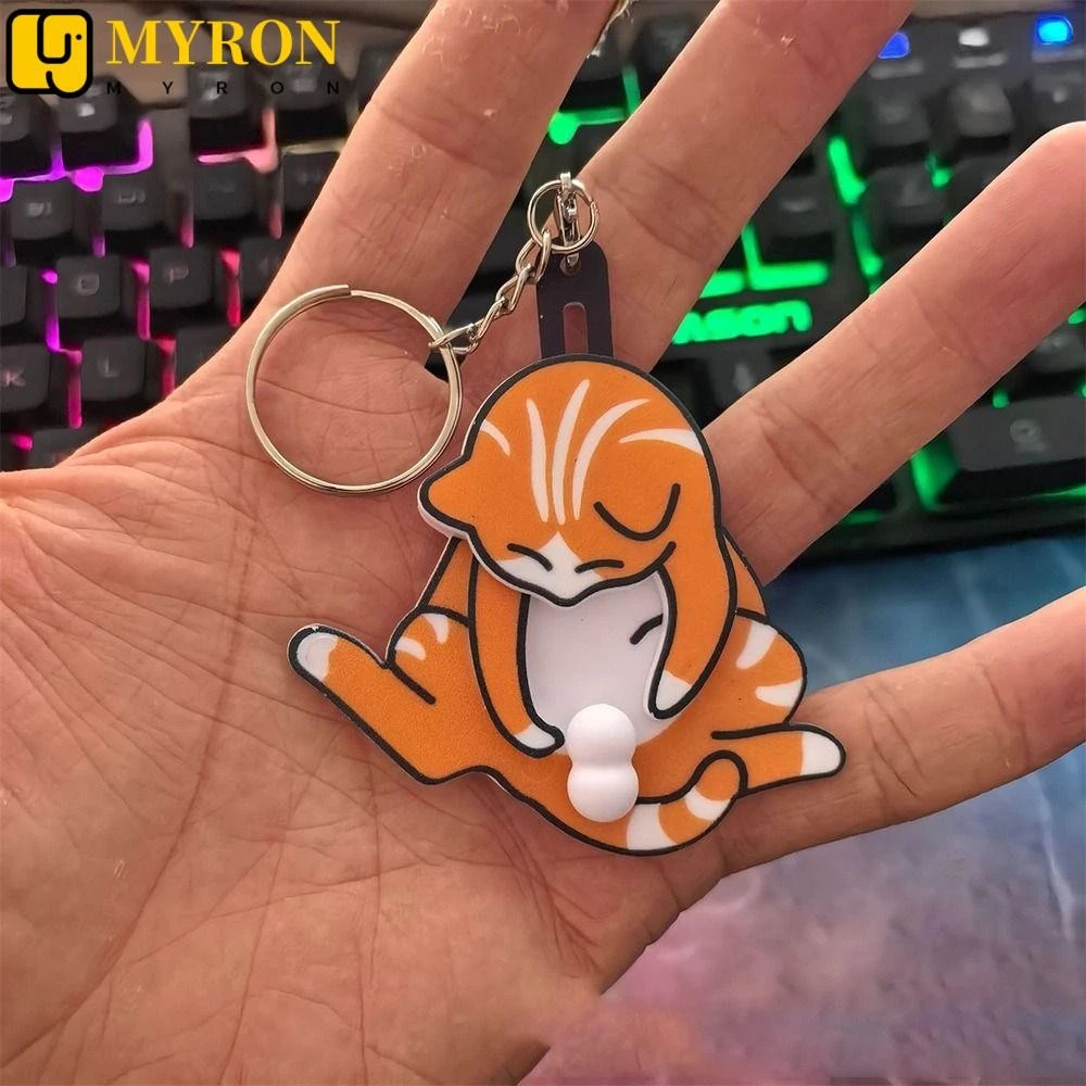 MYRON1 Pingente De Gato Engraçado Fofo , Chaveiro Giratório De Ovo , Acessórios De Bolsa