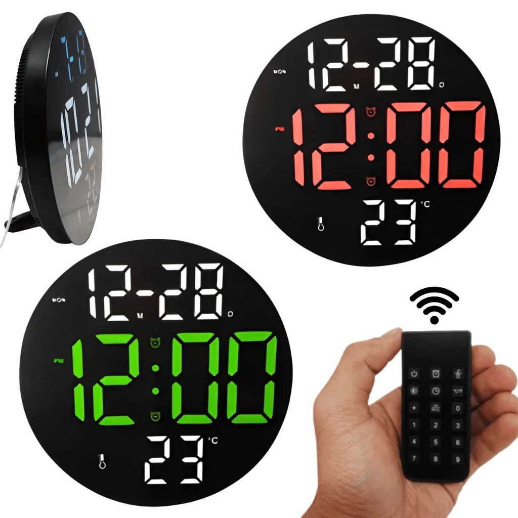 Relógio Digital Grande de Parede com Controle Remoto Incluso | Shopee ...