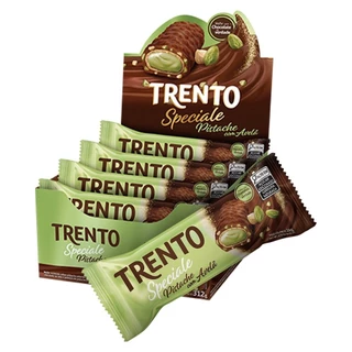 Chocolate Trento Wafer Speciale Pistache Com Avelã 26g - Emabalagem com 12 Unidades em Oferta na Shopee