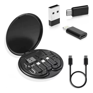 Kit Adaptadores 6 em 1 Carregamento Rápido 60W Compatível iPhone/Android–USB-C OTG/ Cabo Multifuncional e Caixa Portátil em Oferta na Shopee