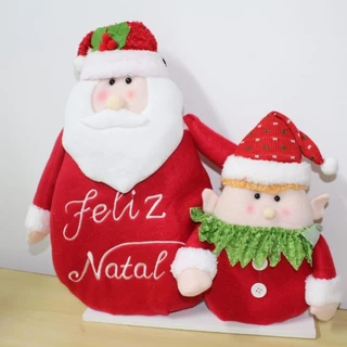 Dupla Bonecos Natalinos em Poliéster 43cm Decoração de Natal em Oferta na Shopee