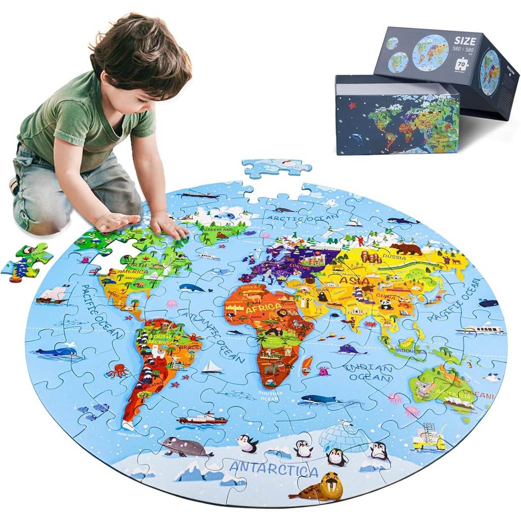 Quebra-Cabeça De Mapa Mundi Para Crianças De 4 A 8 Anos , 70 Peças ...