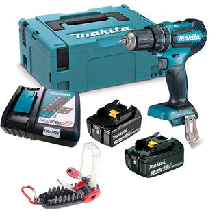 Parafusadeira Makita 18V DHP485RF1J Brushless Impacto + 2 Baterias 3Ah + Kit Bits em Oferta na Shopee