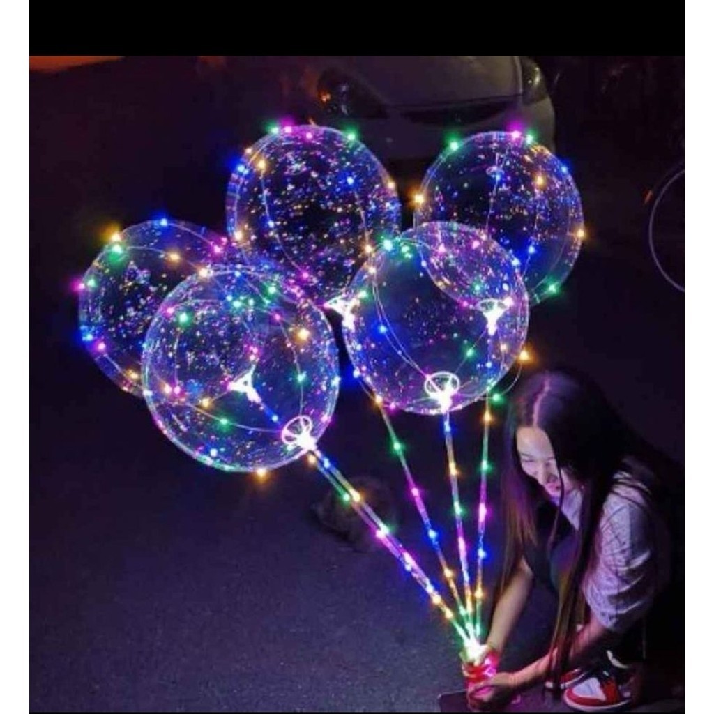 Balão com Arame de LED RGB e Haste Transparente | Shopee Brasil