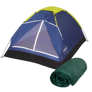 Barraca Iglu para Camping Azul 2 Pessoas com Saco de Dormir MOR em Oferta na Shopee