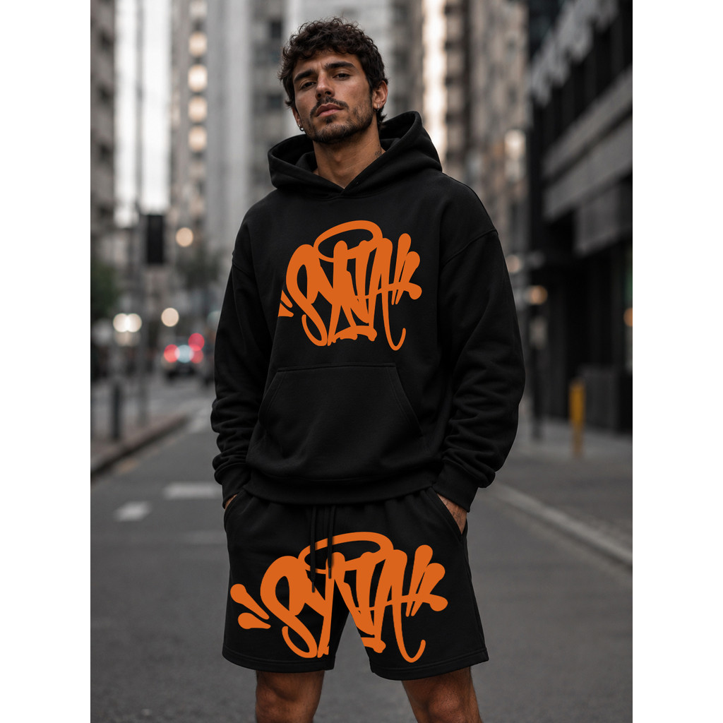 Conjunto Rap Hip Hop Y2k Syna World Vintage Black Orange Moletom e