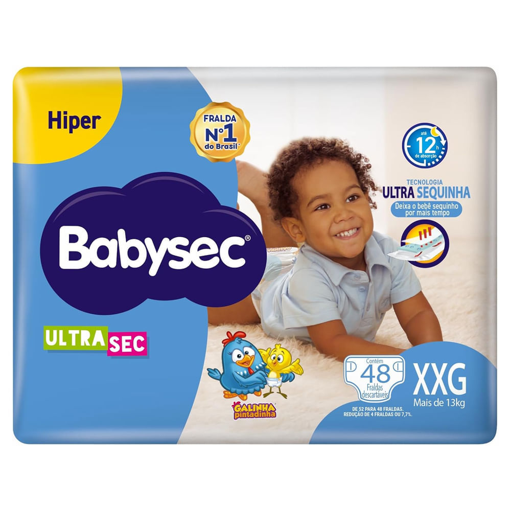 Fralda Descartável Babysec Galinha Pintadinha Ultrasec XXG Com 48 Unidades