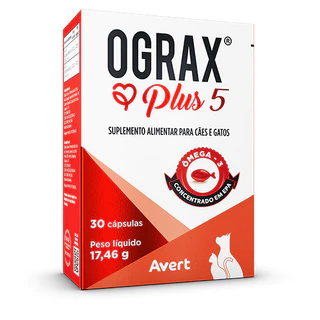 OGRAX PLUS 5 Suplemento Alimentar para Cães e Gatos 30 Cápsulas Avert