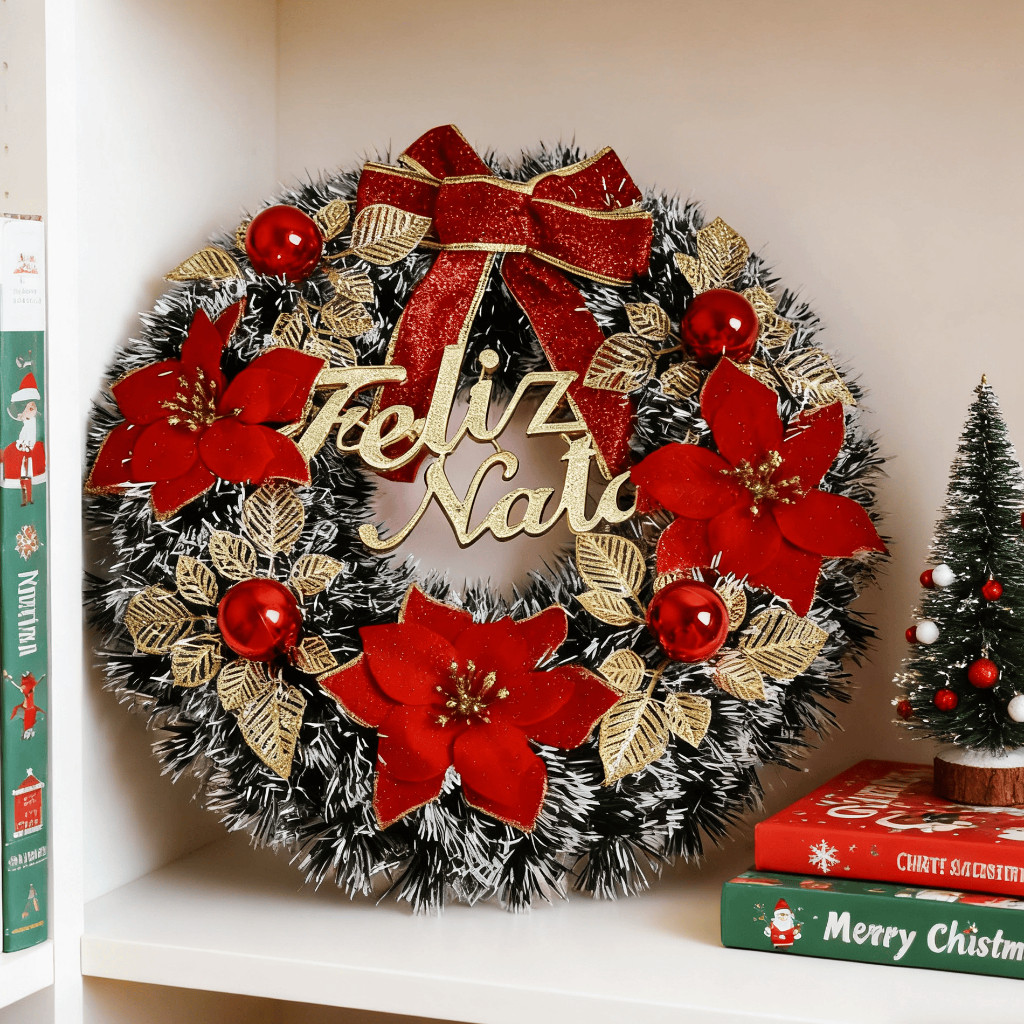 Guirlanda Natalina De Luxo Natal 35cm Decorações Porta Pendurado De ...