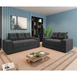 Conjunto Sofá 3 e 2 Lugares Suede Chamego II Flash em Oferta na Shopee
