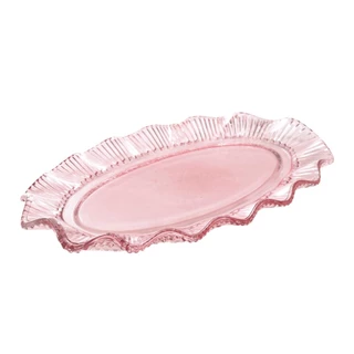 Prato De Vidro Oval Linx Rosa 25,4x16,6 cm em Oferta na Shopee