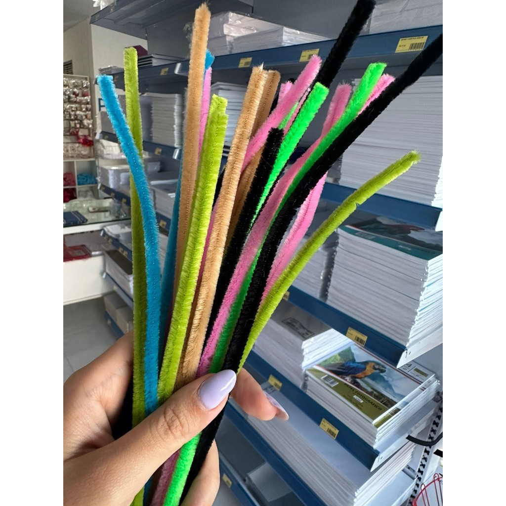 HASTE DE CHENILLE MULTICOR 6MMX30 C/25 PCS | Shopee Brasil