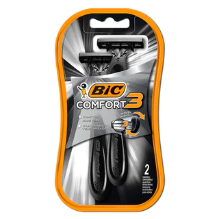Barbeador descartável Confort3 Preto 2 unidades Bic em Oferta na Shopee