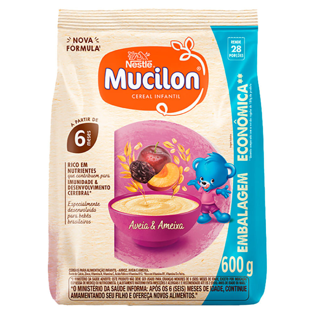 Mucilon Cereal Infantil Sabor Aveia e Ameixa a Partir dos 6 Meses 600g ...