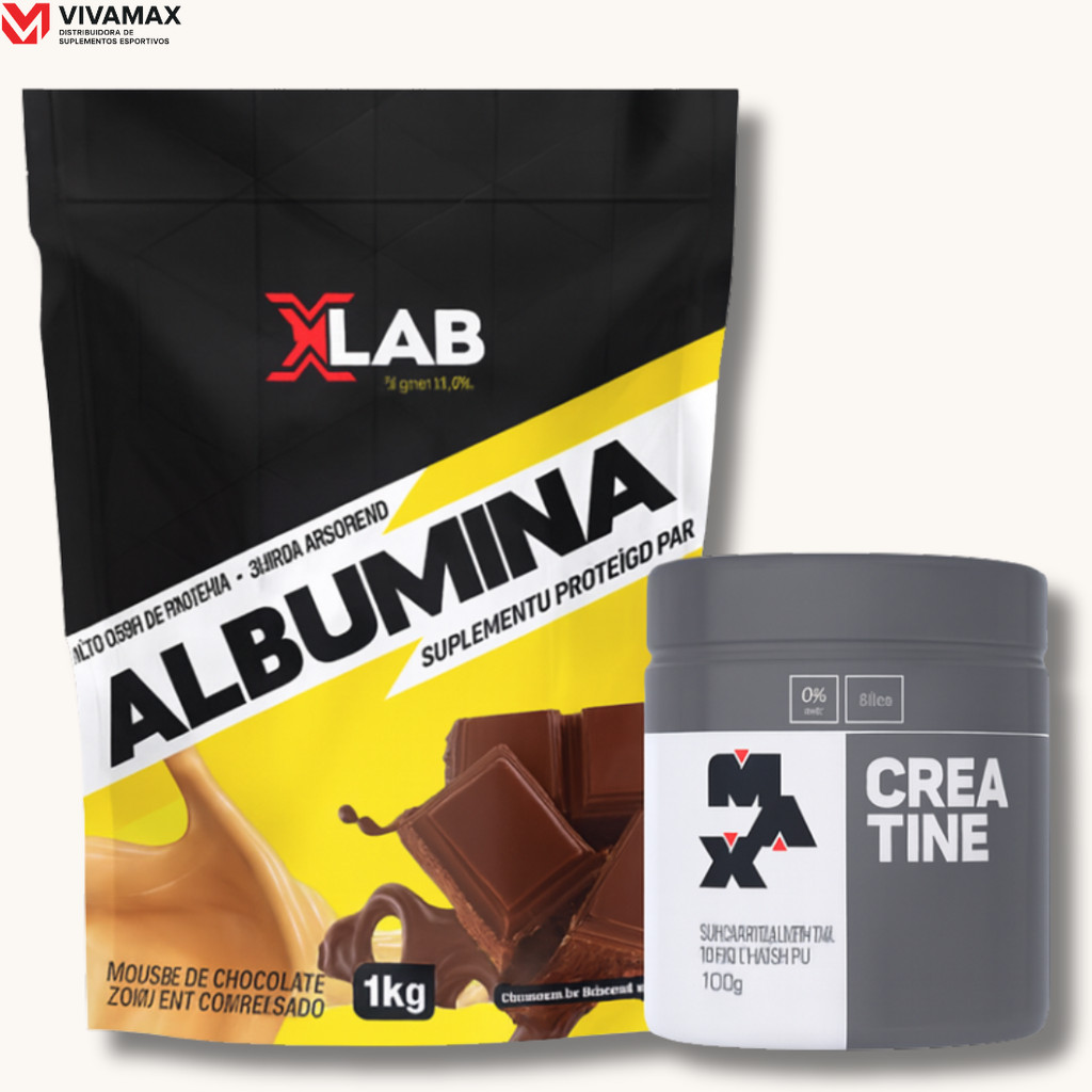 Kit Albumina X-Lab + Creatina Max Titanium – Ganho de Massa e ...