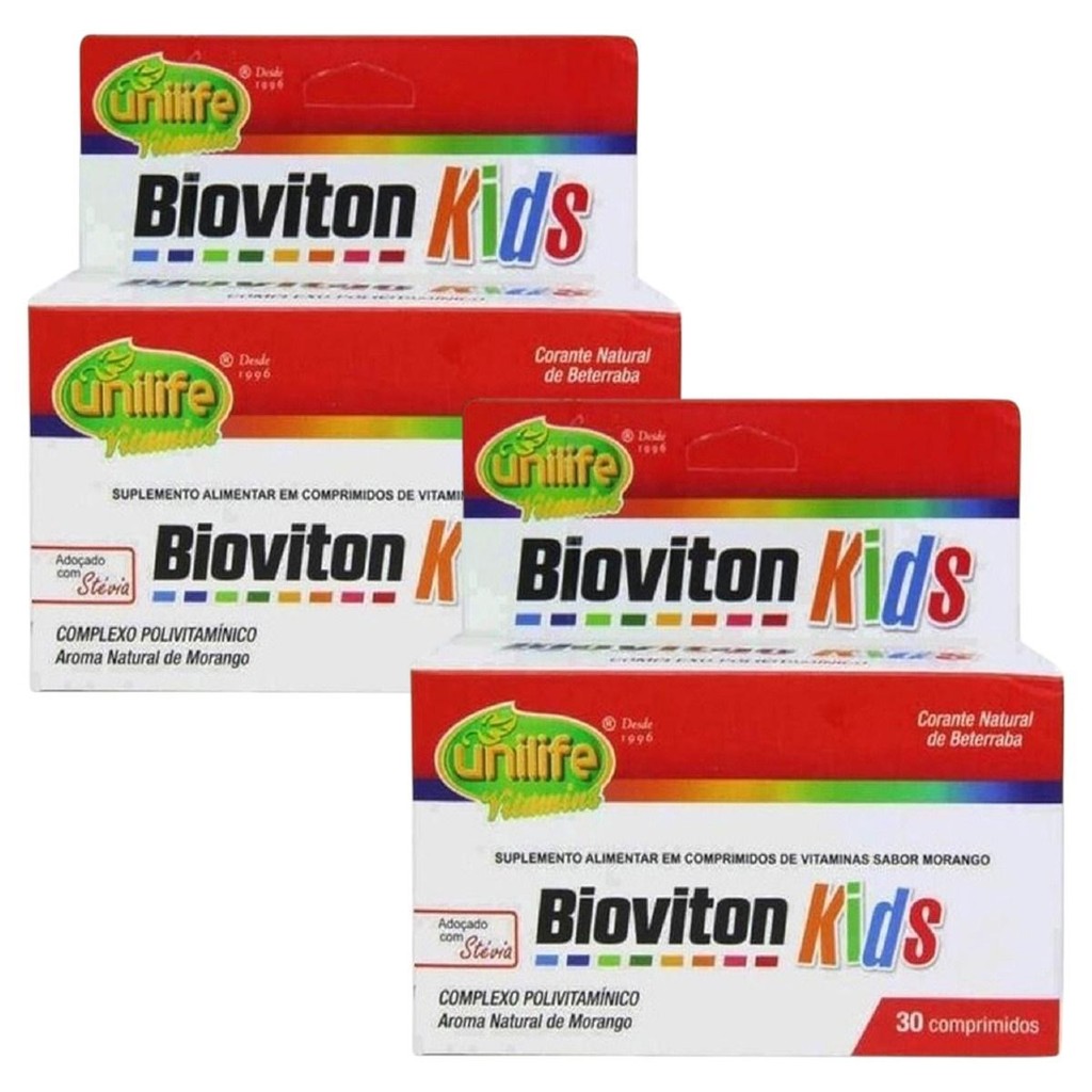 2Uni Polivitamínico Bioviton Kids Sabor Morango De 30 Cmp Cd | Shopee ...