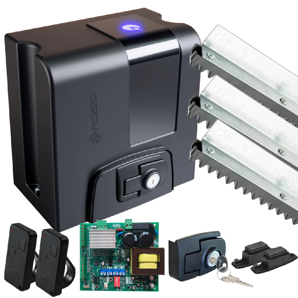 Kit Motor Portão Atto Nitro Rossi Deslizante 400kg 3m Cremalheira