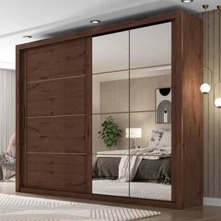 Guarda-Roupa Casal 8 Espelhos 2 Portas de Correr Essencial Espresso Móveis Jacaranda em Oferta na Shopee