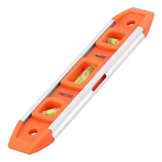 NIVEL DE PLASTICO REFORCADO, TORPEDO, 3 BOLHAS, 9.1/2POL., 230MM, 1PC // SPARTA