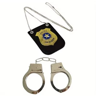 Kit Policial Algema + Colar Distintivo Para Fantasia Cosplay